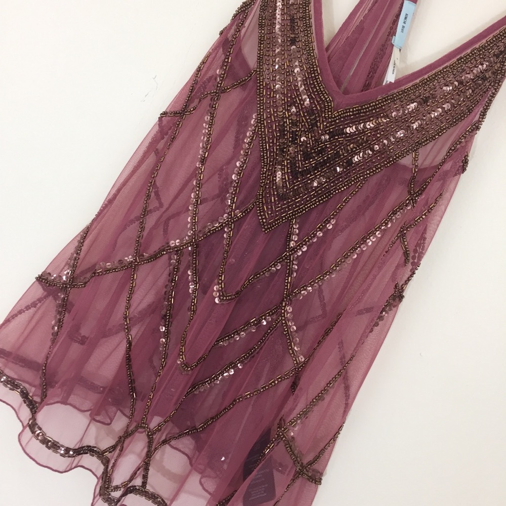UO Kimchi Blue Mauve Beaded Top